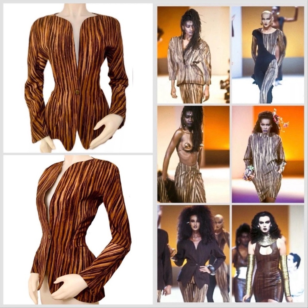 THIERRY MUGLER Vintage Iconic African Summer Collection S/S 1988 Blazer Size 42